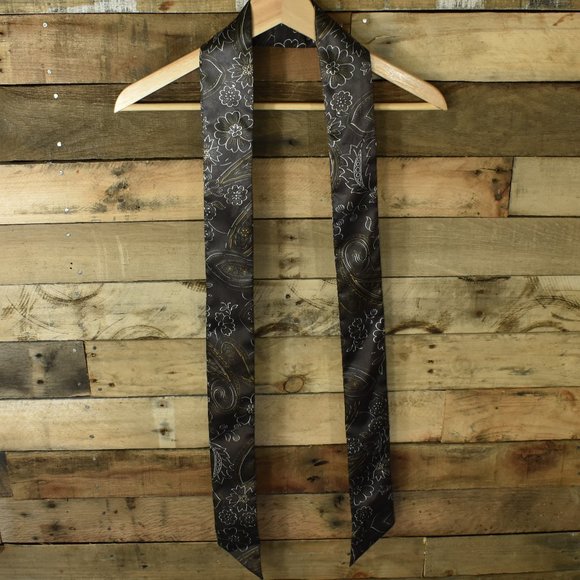 Brown Floral and Paisley Sateen Wrap Belt/Sash - Picture 2 of 7